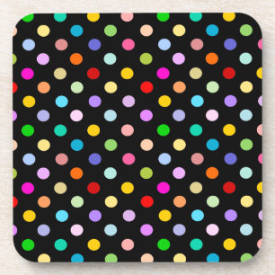 Regenbogen Schwarz Polka-Punkt-Muster Untersetzer