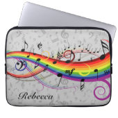 Regenbogen-schwarze musikalische Anmerkungen über Laptopschutzhülle (Vorderseite)