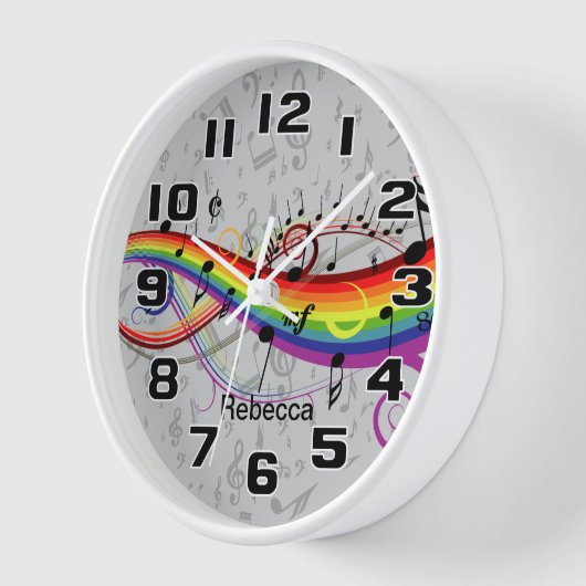 Regenbogen-schwarze musikalische Anmerkungen über Uhr (Winkel)