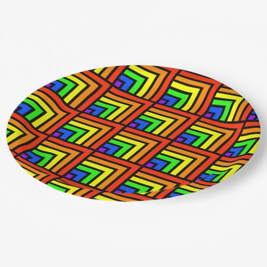 Regenbogen Schwarze Party Teller - Set 1 (Schrägansicht)