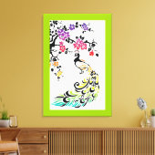 Regenbogen, schwarze Pfau- und Kirschblüten Leinwanddruck (Insitu (Wohnzimmer))