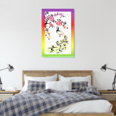 Regenbogen, schwarze Pfau- und Kirschblüten Leinwanddruck (Insitu (Schlafzimmer))