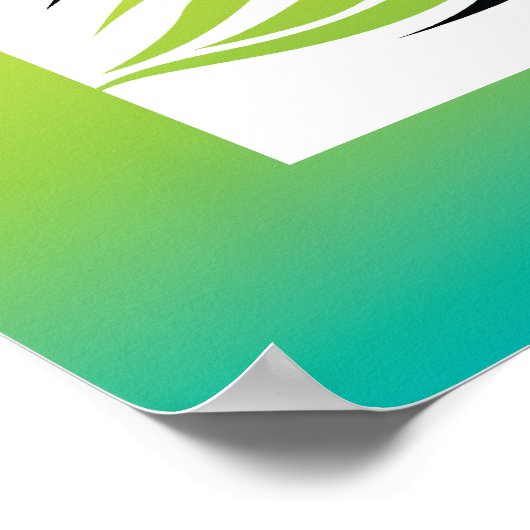 Regenbogen, schwarze Pfau- und Kirschblüten Poster (Ecke)