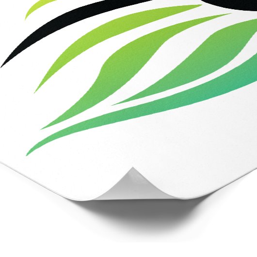 Regenbogen, schwarze Pfau- und Kirschblüten Poster (Ecke)