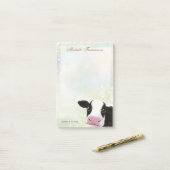 Regenbogen-schwarze u. weiße Pastellkuh Post-it Klebezettel (Auf Schreibtisch)