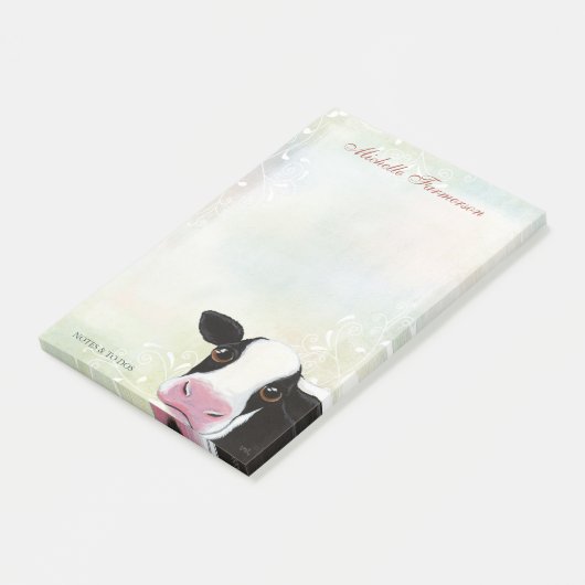 Regenbogen-schwarze u. weiße Pastellkuh Post-it Klebezettel (angewinkelt)