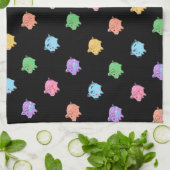 Regenbogen-Schwein-Muster auf Schwarzem Geschirrtuch (Gefaltet)