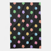 Regenbogen-Schwein-Muster auf Schwarzem Geschirrtuch (Vertikal)