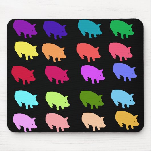 Regenbogen-Schweine Mousepad (Vorne)