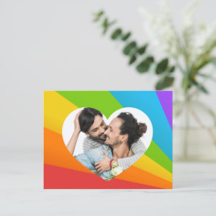 Regenbogen-Schwules-Paar-Foto in Herz Romantische  Postkarte