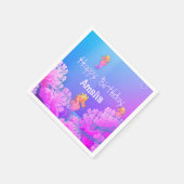 Regenbogen-Seepferdchen personalisierte Papiertüch Serviette (Ecke)