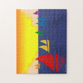 Regenbogen-Segelboot-Puzzlespiel Puzzle (Vertikal)