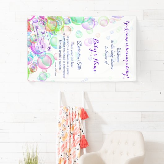 Regenbogen-Seifenblase-Babyparty Banner (Insitu)