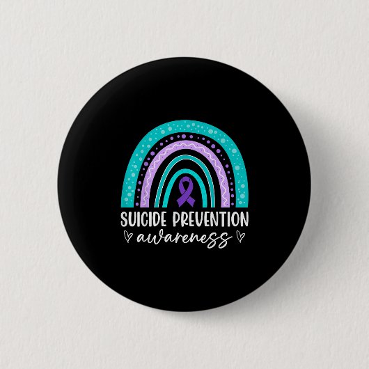 Regenbogen-Selbstmordpräventionsbewusstsein Türkis Button (Vorderseite)
