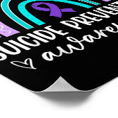 Regenbogen-Selbstmordpräventionsbewusstsein Türkis Poster (Ecke)