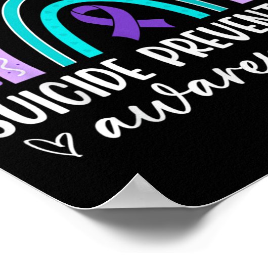 Regenbogen-Selbstmordpräventionsbewusstsein Türkis Poster (Ecke)