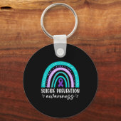 Regenbogen-Selbstmordpräventionsbewusstsein Türkis Schlüsselanhänger (Vorderseite)