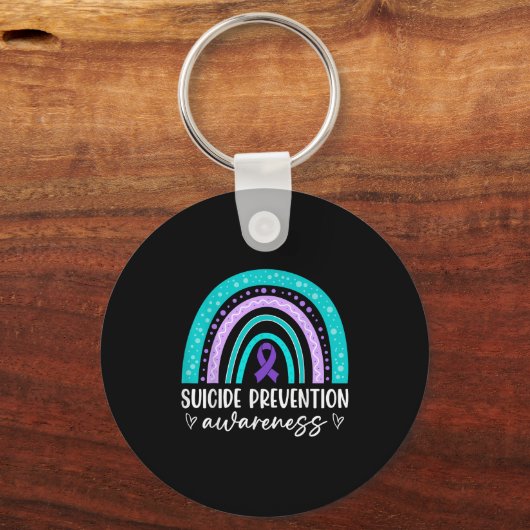 Regenbogen-Selbstmordpräventionsbewusstsein Türkis Schlüsselanhänger (Vorderseite)