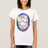 Regenbogen Shalom Salaam Frieden T-Shirt (Vorderseite)