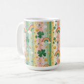 Regenbogen Shamrocks Irisches Pastell Glückliches Kaffeetasse (Vorderseite Links)