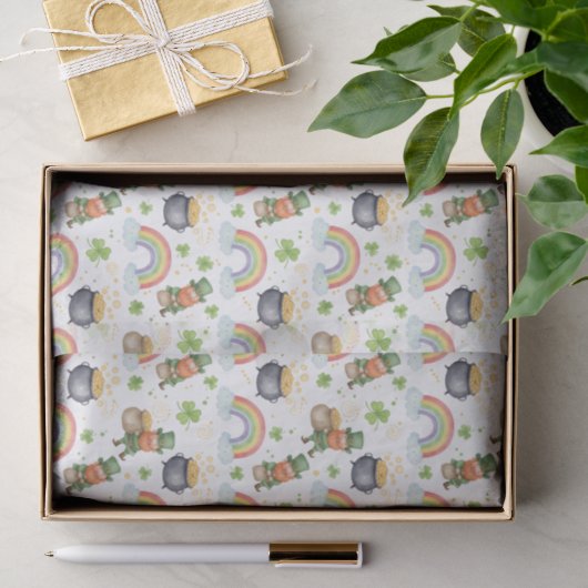 Regenbogen Shamrocks Kobolde St Patrick's Day Seidenpapier (Geschenk)