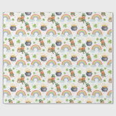 Regenbogen Shamrocks Leprechauns St Patrick's Day Geschenkpapier (Flach)