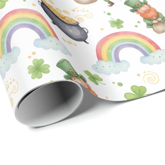 Regenbogen Shamrocks Leprechauns St Patrick's Day Geschenkpapier (Rolleneckpunkt)