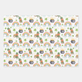 Regenbogen Shamrocks Leprechauns St Patricks Tag Geschenkpapier Set (Vorderseite)
