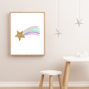 Regenbogen-Shooting-Star-Kinderzimmer-Wandaufklebe Poster