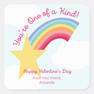Regenbogen Showstar Valentine Quadratischer Aufkleber
