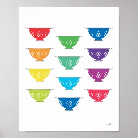 Regenbogen-Sieb Moderne farbenfrohe Küchenkunst Poster (Vorne)