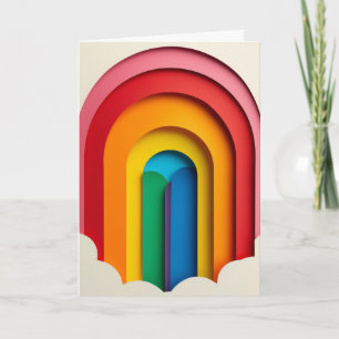Regenbogen Silhouette Papier Collage Karte