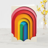 Regenbogen Silhouette Papier Collage Karte (Gelbe Blume)