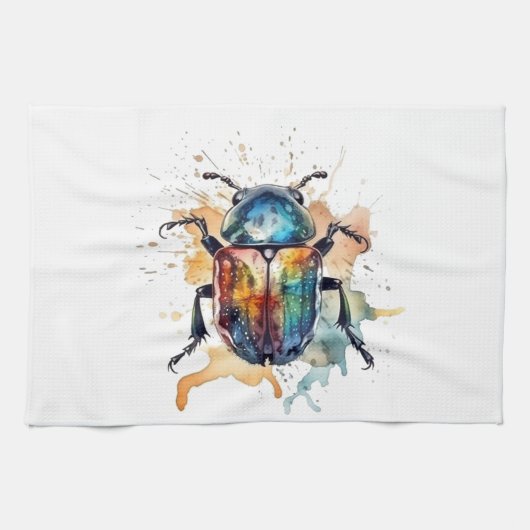 Regenbogen-Skarabäus Geschirrtuch (Horizontal)