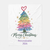 Regenbogen skizzierter Weihnachtsbaum Fleecedecke (Vorderseite)