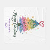 Regenbogen skizzierter Weihnachtsbaum Fleecedecke (Vorderseite (Horizontal))