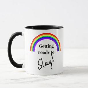 Regenbogen "Slay all Day" Kaffeemaschine Tasse