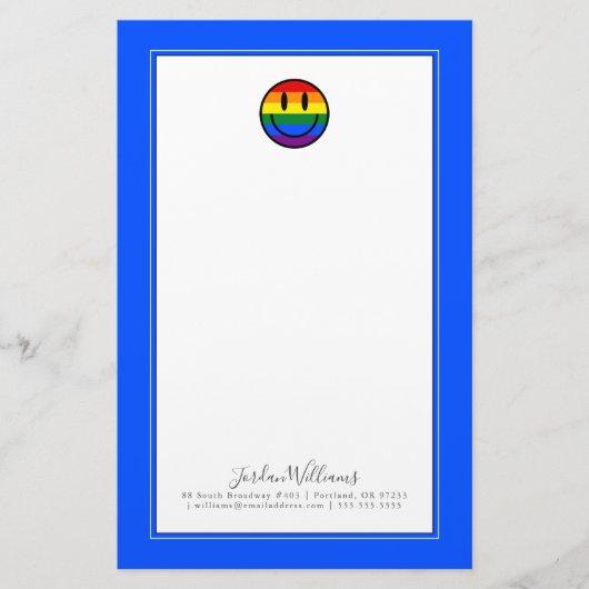 Regenbogen-Smiley Briefpapier (Vorderseite)