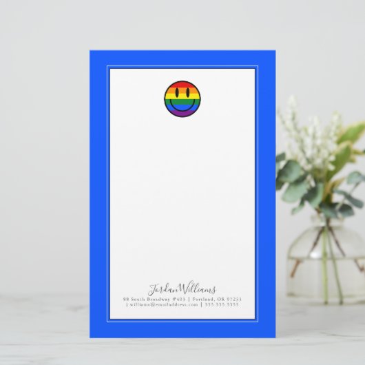 Regenbogen-Smiley Briefpapier (Stehend Vorderseite)