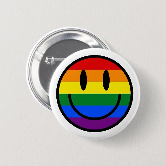 Regenbogen-Smiley Button (Vorne & Hinten)