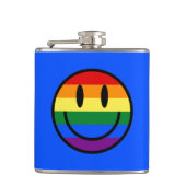 Regenbogen-Smiley Flachmann (Vorderseite)