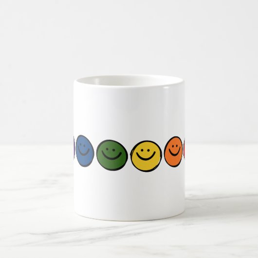Regenbogen-Smiley-Gesichter Kaffeetasse (Mittel)