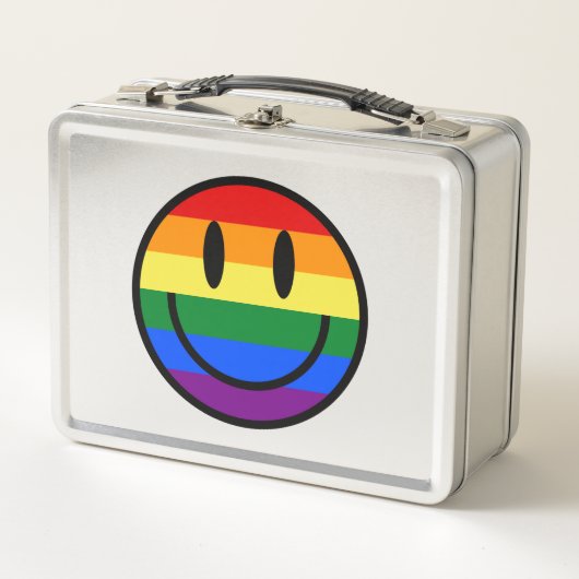 Regenbogen-Smiley Metall Brotdose (Vorderseite)