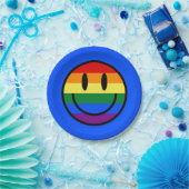 Regenbogen-Smiley Pappteller (Party)