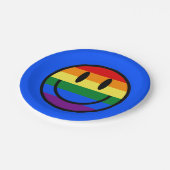 Regenbogen-Smiley Pappteller (Schrägansicht)