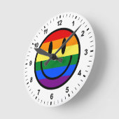 Regenbogen-Smiley Runde Wanduhr (Winkel)