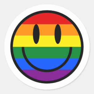 Regenbogen-Smiley Runder Aufkleber
