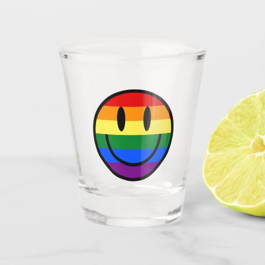 Regenbogen-Smiley Schnapsglas (Vorderseite)