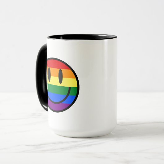 Regenbogen-Smiley Tasse (Vorderseite Links)
