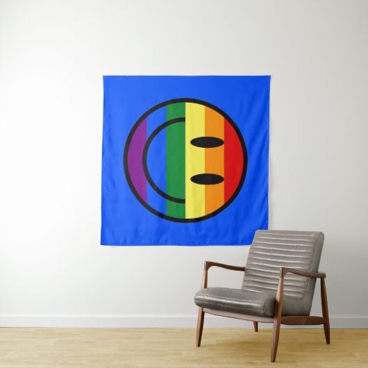 Regenbogen-Smiley Wandteppich (Beispiel (Horizontal))